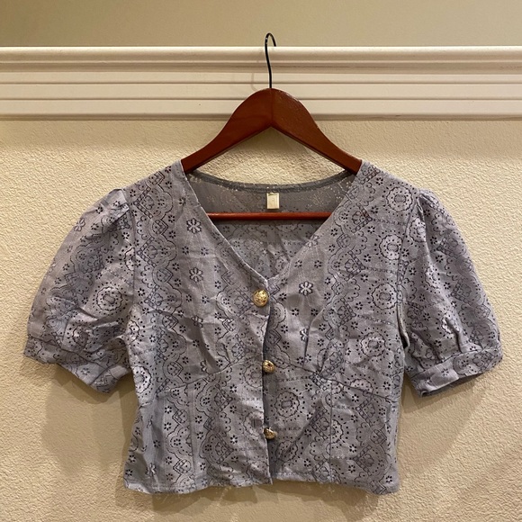 Lace blue blouse - Picture 1 of 2